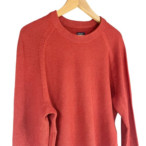 UNTUCKIT Like-New Fair Trade Organic Cotton Waffle Knit Sweater Red-Orange Sz M - Picture 3 of 8